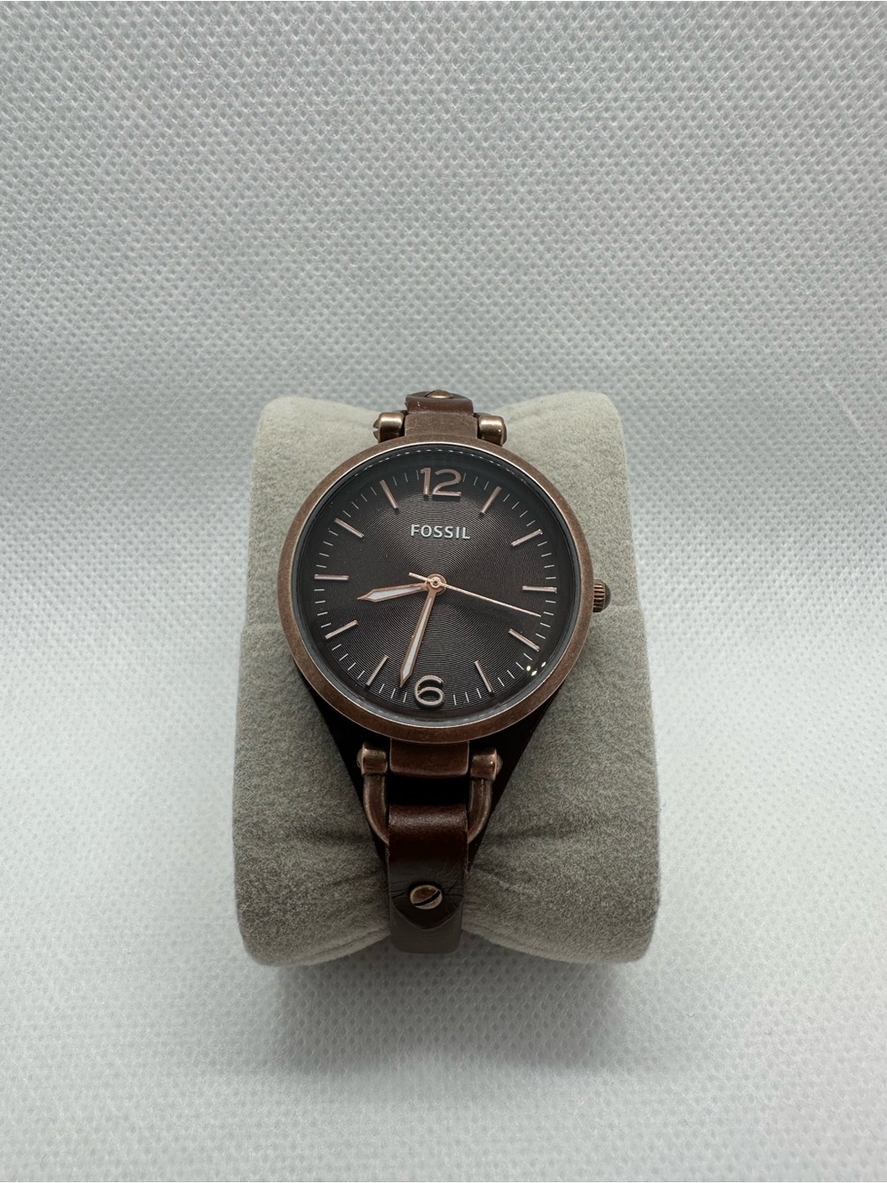 Fossil Georgia Women’s Watch with Brown Dial Bronzed Case and Leather Band